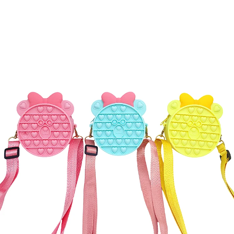 Push It Bubble Pop Popper Fidgets Packs Crossbody Simple Shoulder Bag for Kid Adult Pop Purse Bags Fidget Toy Pack for Girl
