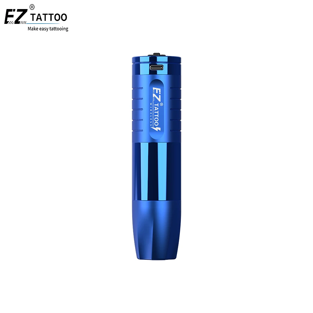 EZ tattoo Navy Blue EvoTech pen machine 2 grips 1600mAh battery pack wireless tattoo machine pen tattoo machine wireless