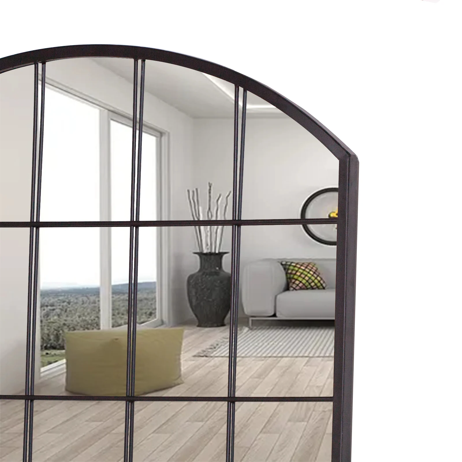 wholesale antique large iron metal frame big body decoration full length floor window pane arch mirror espejo miroir spiegel