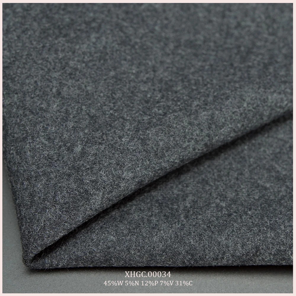 Soft Merino Wool Blend Interlock  Fabric 45%W 5%N 12%P 7%V 31%C  For Fashion Clothing  Casual Suit Pants Skirts