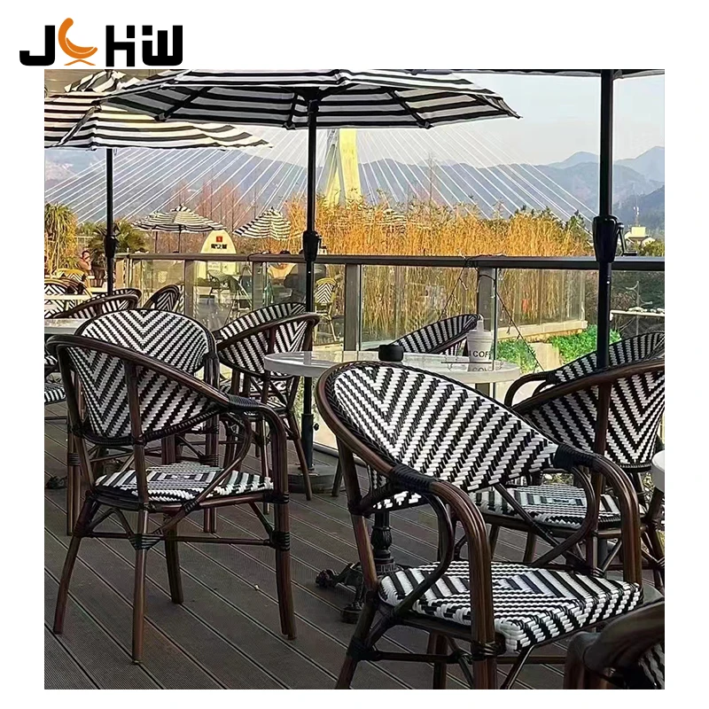 Hot Sales French Stacked Rattan Chairs Outdoor Garden Bistro Restaurant Dining Chair Manufacturer