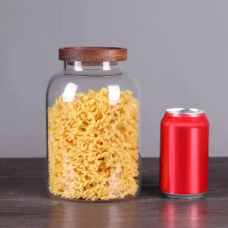 Wholesales large home high borosilicate glass jar candle jar with wooden lid