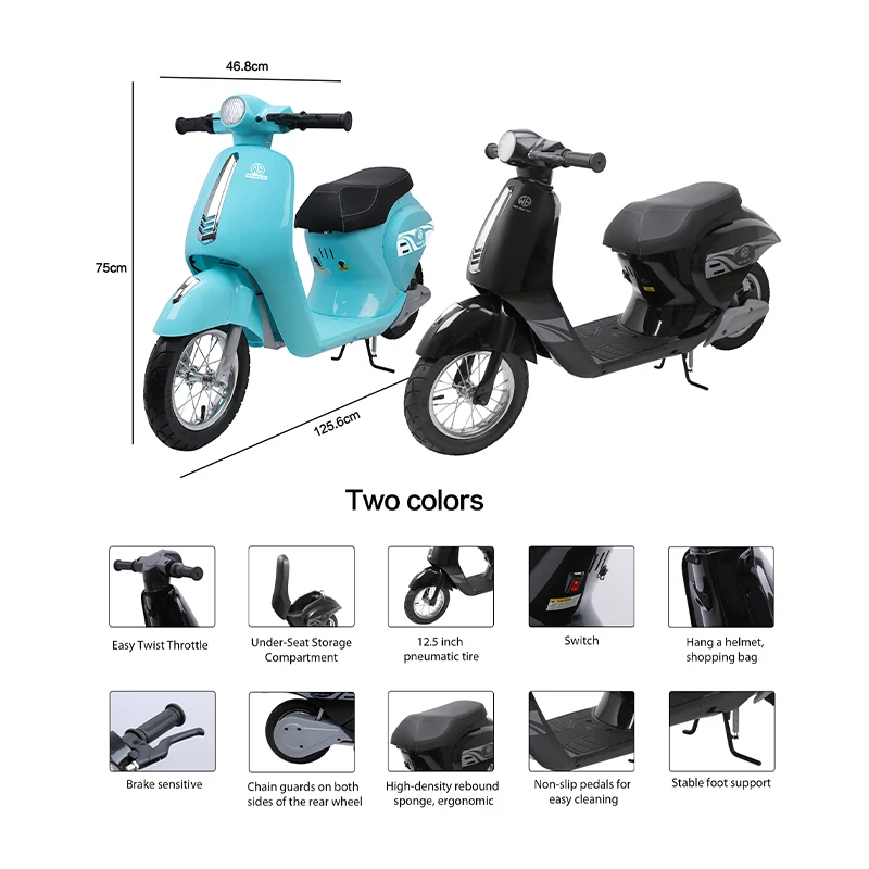 Hot sale Europe electric scooter 12.5 inch two wheel electric motorcycle for teenager