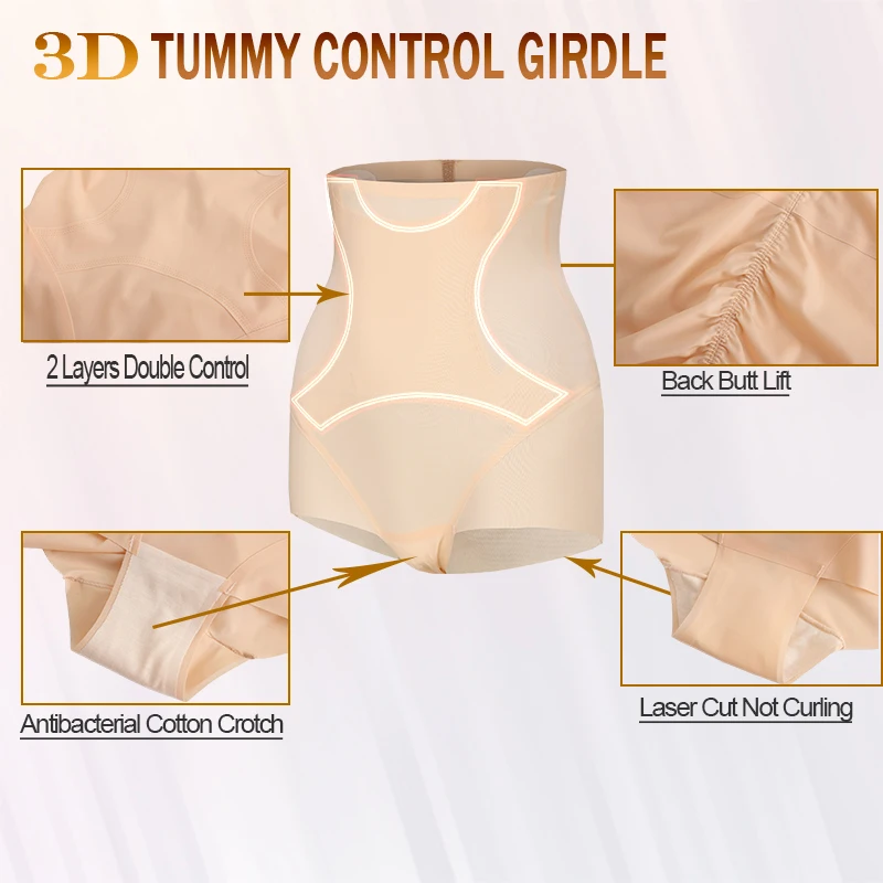 Plus Size Women Shapewear High Waist Tummy Control Girdle Seamless Invisible High Quality Shapewear Panties Butt Lifter Standard