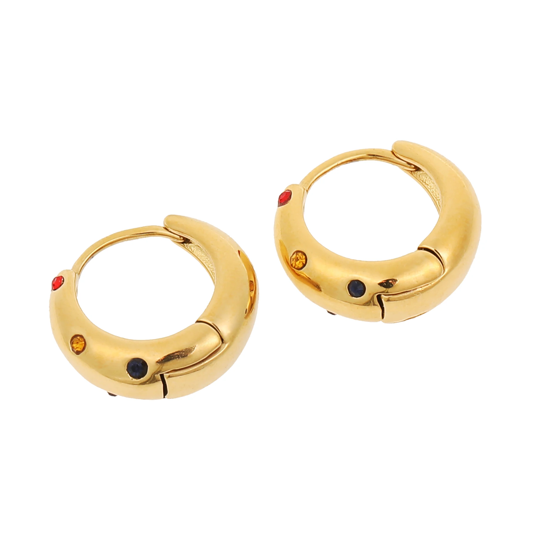 Chinese Manufacturer Of Stainless Steel Jewelry 18k Gold Plated Colored Gemstone Earrings