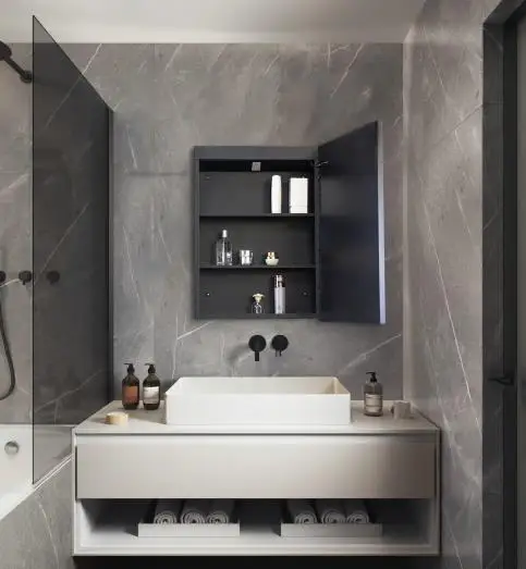 Black series LED light Medicine Cabinet Modern mirror bathroom cabinet