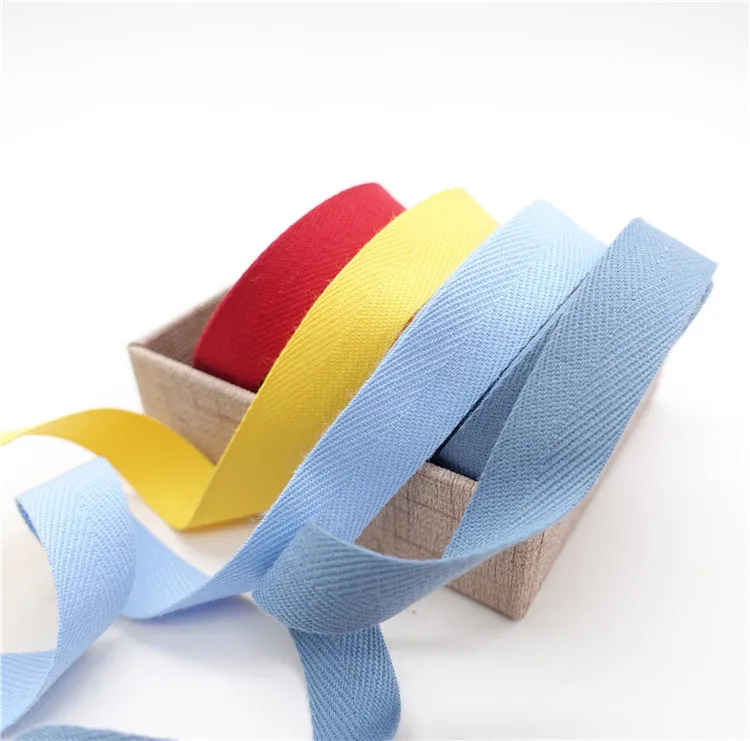 Logo Print Acceptable Double Face Twill  Cotton Webbing Fabric Ribbon Tape