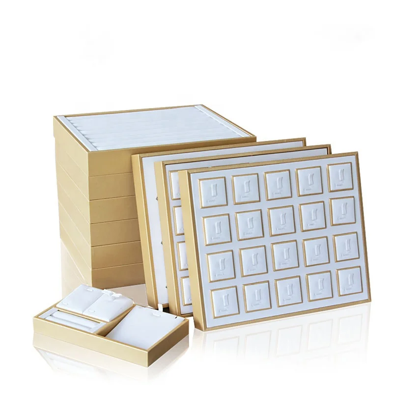 Upscale stylish white gold mixed leather jewelry display props and ring earrings necklace pendant display tray