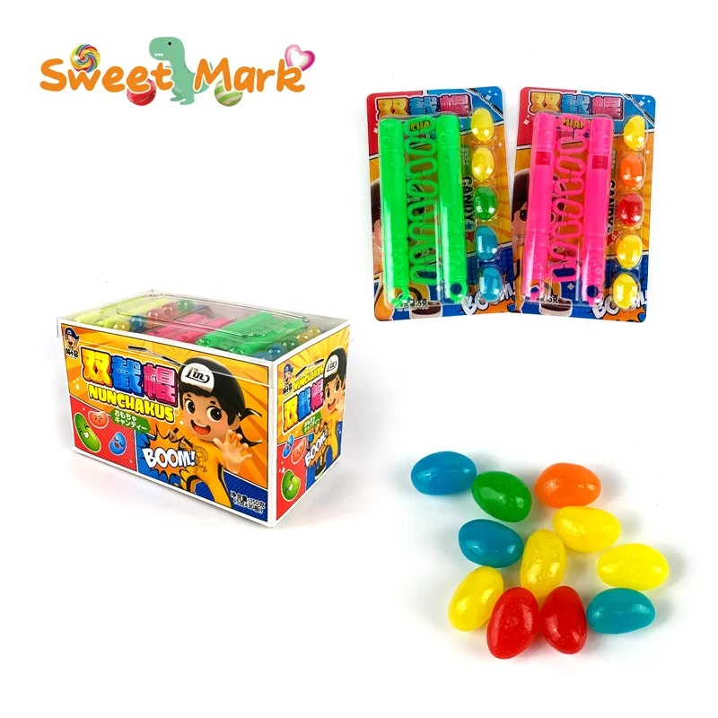 Halal jelly bean fruit flavor fun Nunchakus Whistle toy kid candy toy