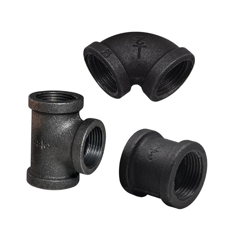 DSDST Natural black malleable cast iron metal pipe fittings 1/2 inch retro industrial home decor furniture Pipe fittings