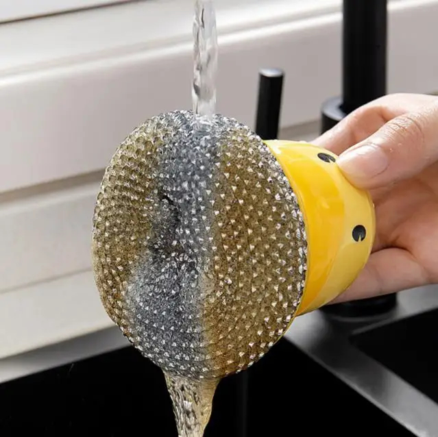 Wholesale cartoon pot brush, detachable wall mounted, liquid added dishwashing brush, household cleaning products