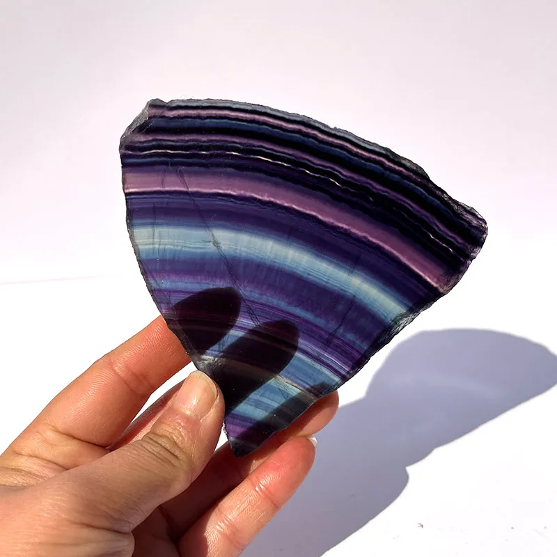 Wholesale natural Polished healing crystal quartz slab  rainbow fluorite slice plate for decoration