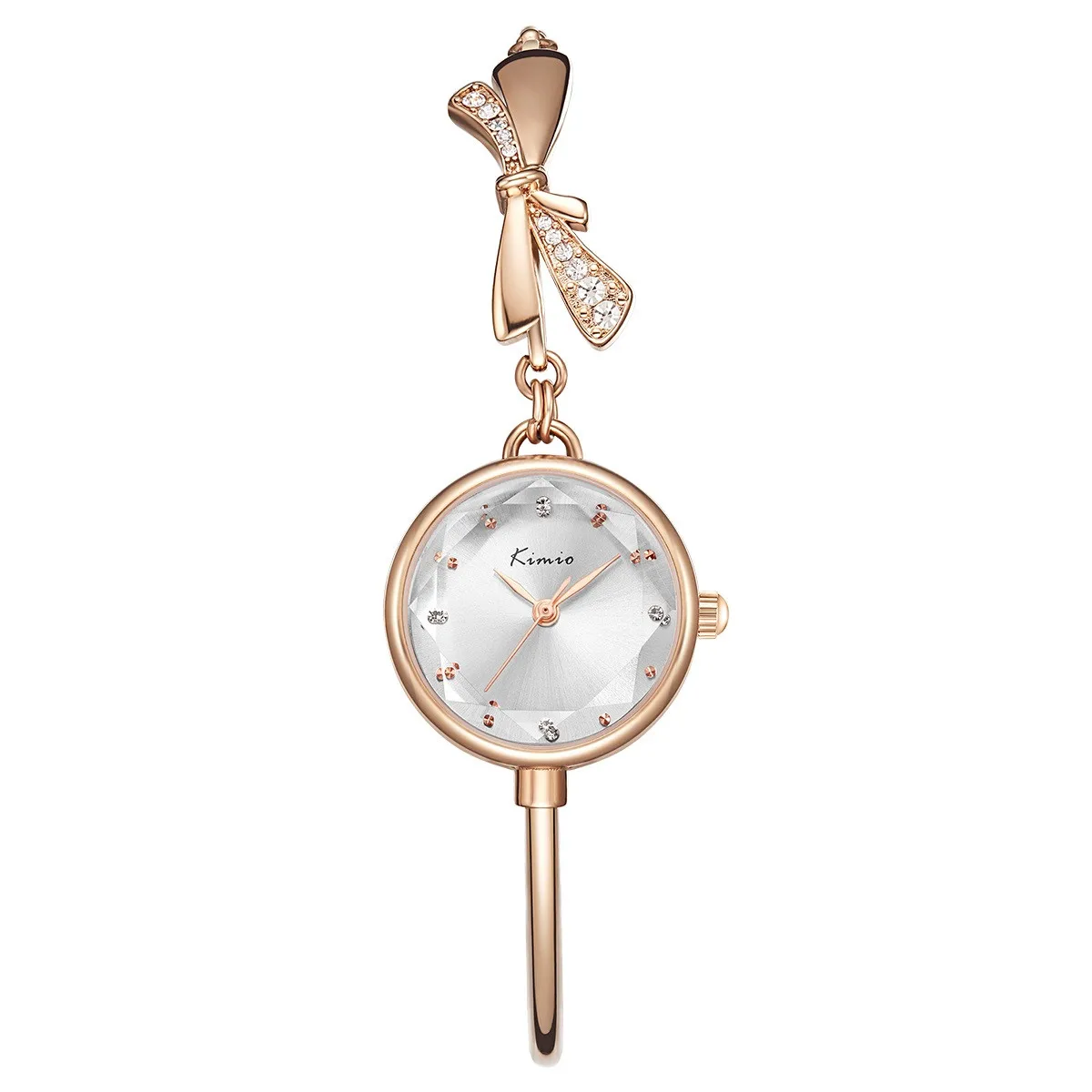 KIMIO K6435S Fashion Luxury Bowknot Band Diamond Lens Quartz Watch Women