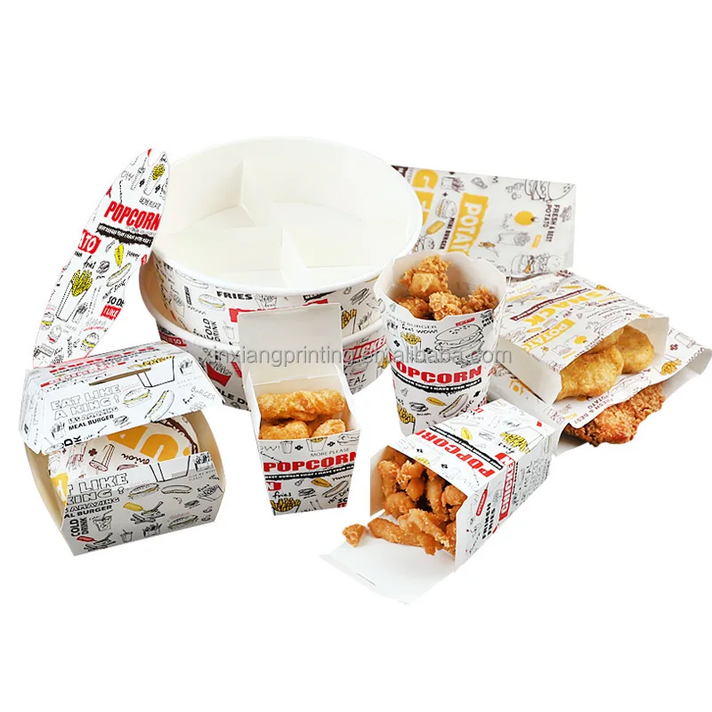 Hamburg fried chicken take out fast food box disposable food packaging french fries snack bucket