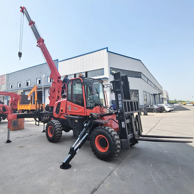 Four-wheel drive multi-purpose off-road forklift hydraulic lifting crane