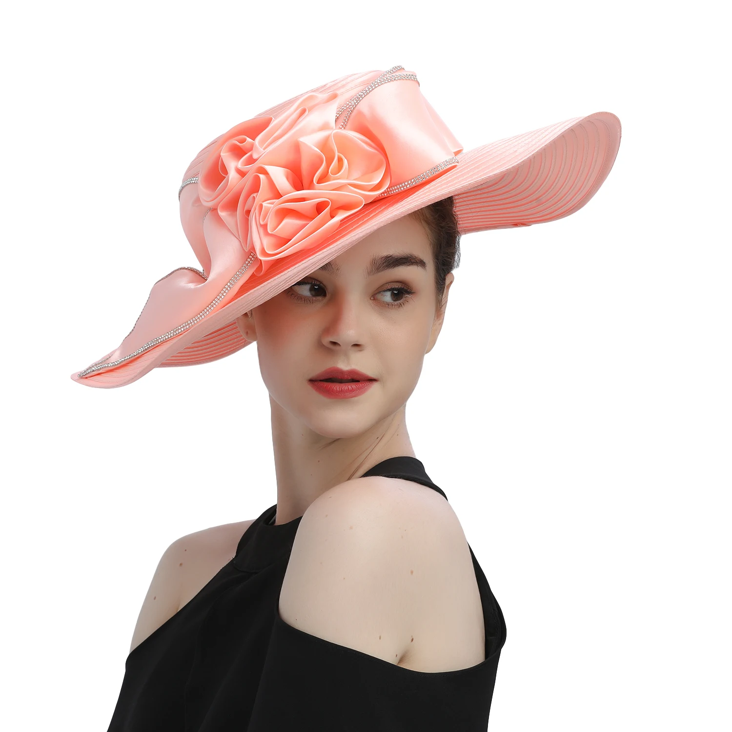 Hot Sale Perfect Church Hats Party Fascinator Kentucky Derby Hats Banquet Satin Cloth Sun Hats  For Women Wedding