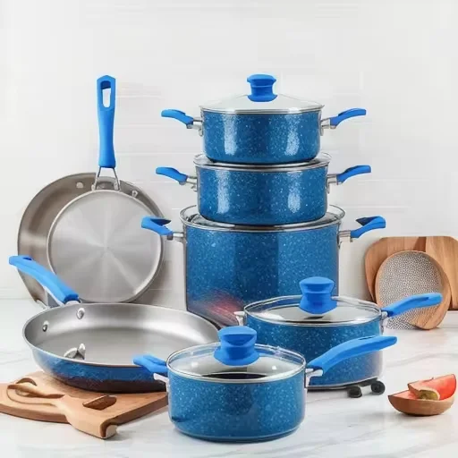 ASD Pressed Aluminum Non Stick Casserole Fry Pan Cookware Sets With Bakelite Handle