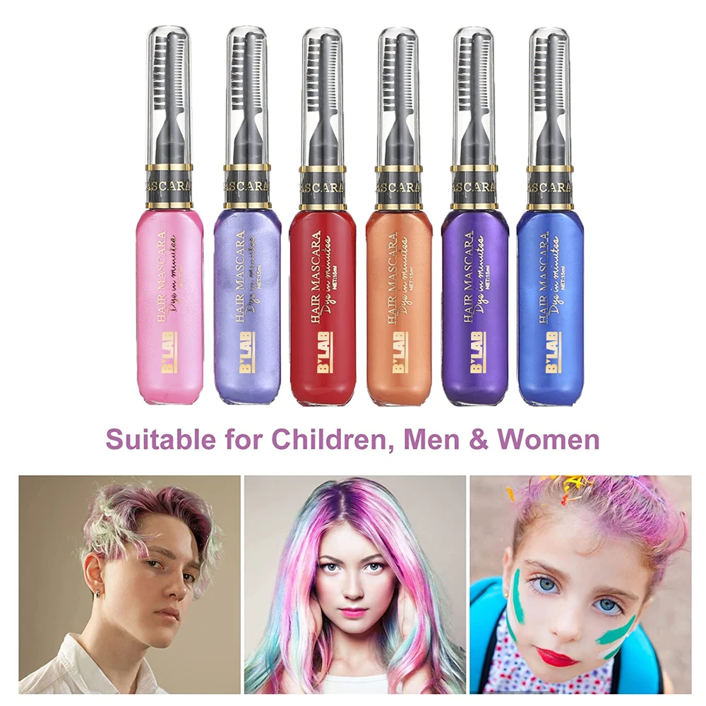 Cosplay Diy Non-toxic Washable Temporary Hair Color Chalk Set for Girls Hair Dye Combs Custom Logo Party Home Hair Coloring