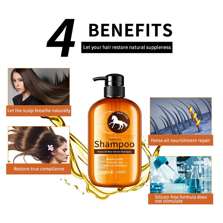 
OEM ODM Private Label Hair Shampoo Horse Oil Hair Shampoo Without Silicone Oil Nourishing Scalp Care Shampoo 