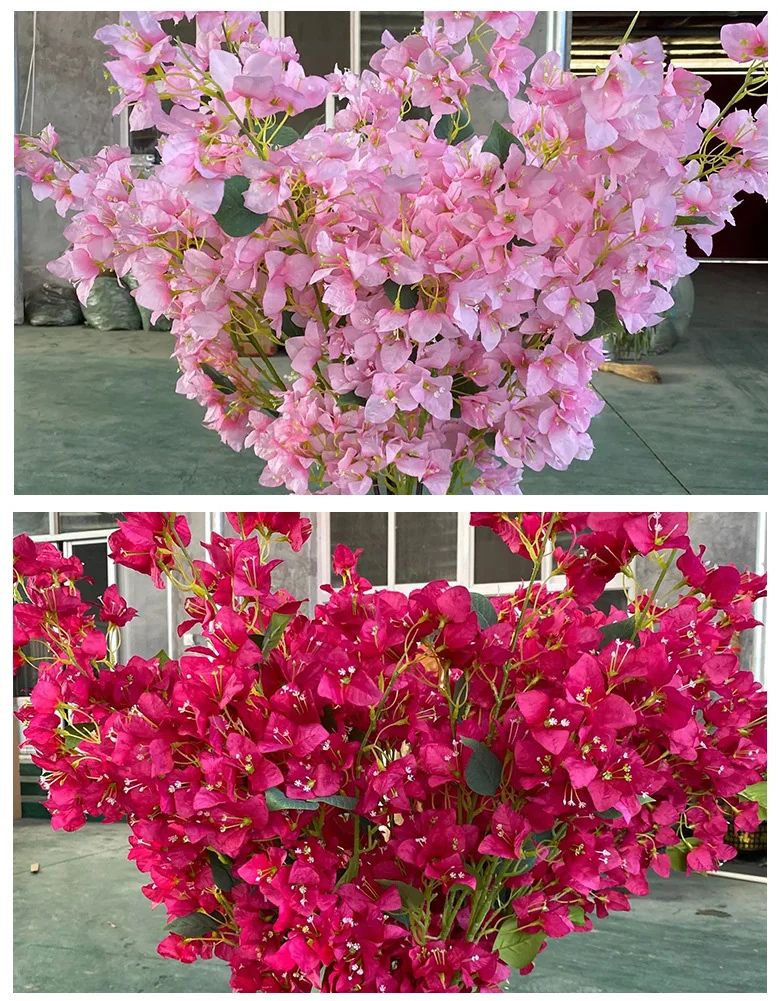 Wholesale Wedding Decor Garden Artificial Triangle Plum Bougainvillea Branches Plant Tree Silk Flowers
