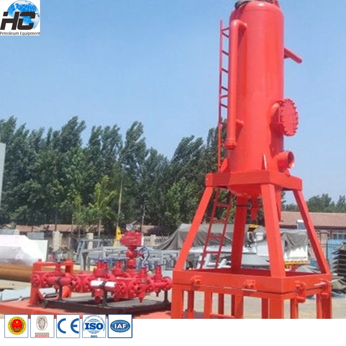 High pressure pilfield drilling mud cleaning system / free gas separator