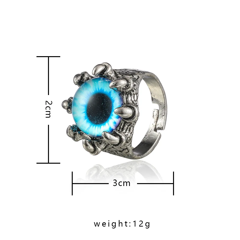 Duoying OEM Anillo Hip Hop Eagle Claw Eye Ring Men Fashion Halloween Open Alloy Retro Ring