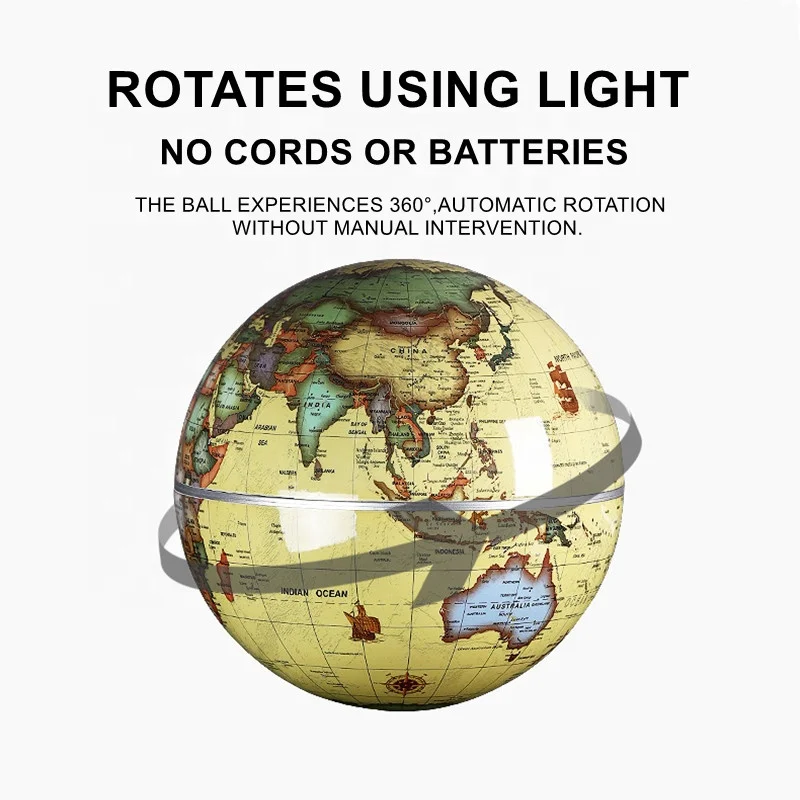 15cm Solar Globe World Map Rotating Globes with Crystal Base Kids Teaching Resources Desktop Decoration Home Office Decor