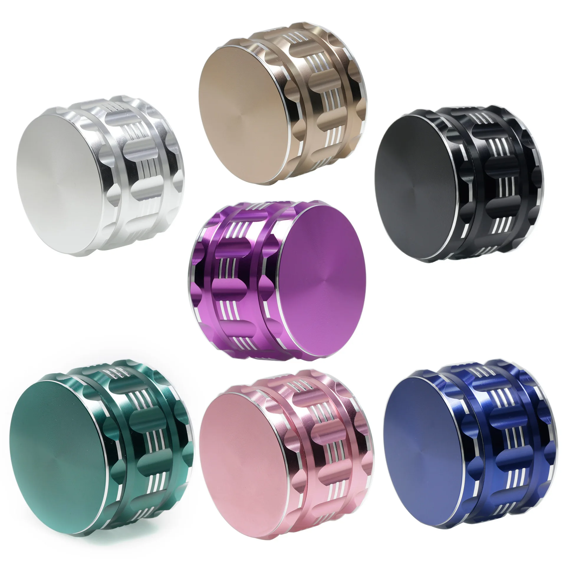 Polygon  Aluminum Alloy Grinder  Machine Aluminum 50x43mm 4 Layers Metal Herb Grinder custom logo
