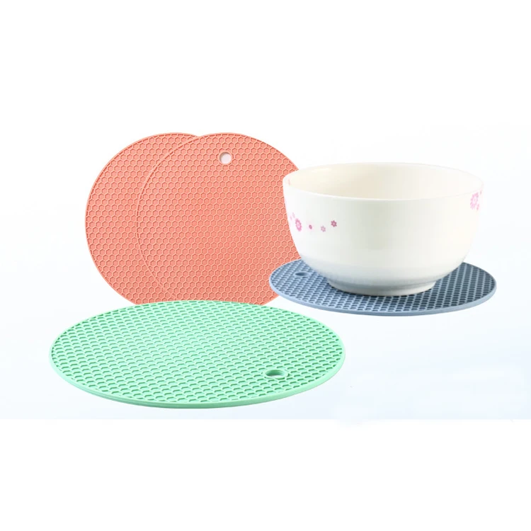 Non-slip silicone mat round shape jar opener soft table silicone placemat heat resist silicone pad for hot pan pot hot