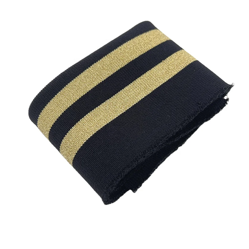 Spandex and  polyester  and Gold Line high elastic wire rib used for jacket baseball sleeve accessories