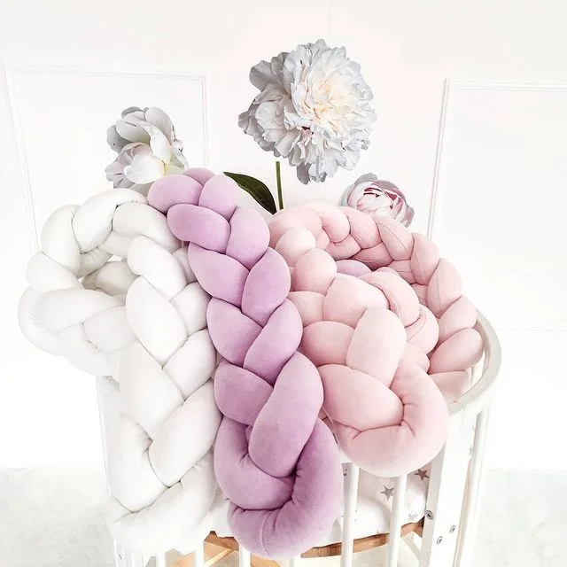 Snoozzz 2021 Knot crib protector bumper 6 4 2 braided baby bed bumper for crib