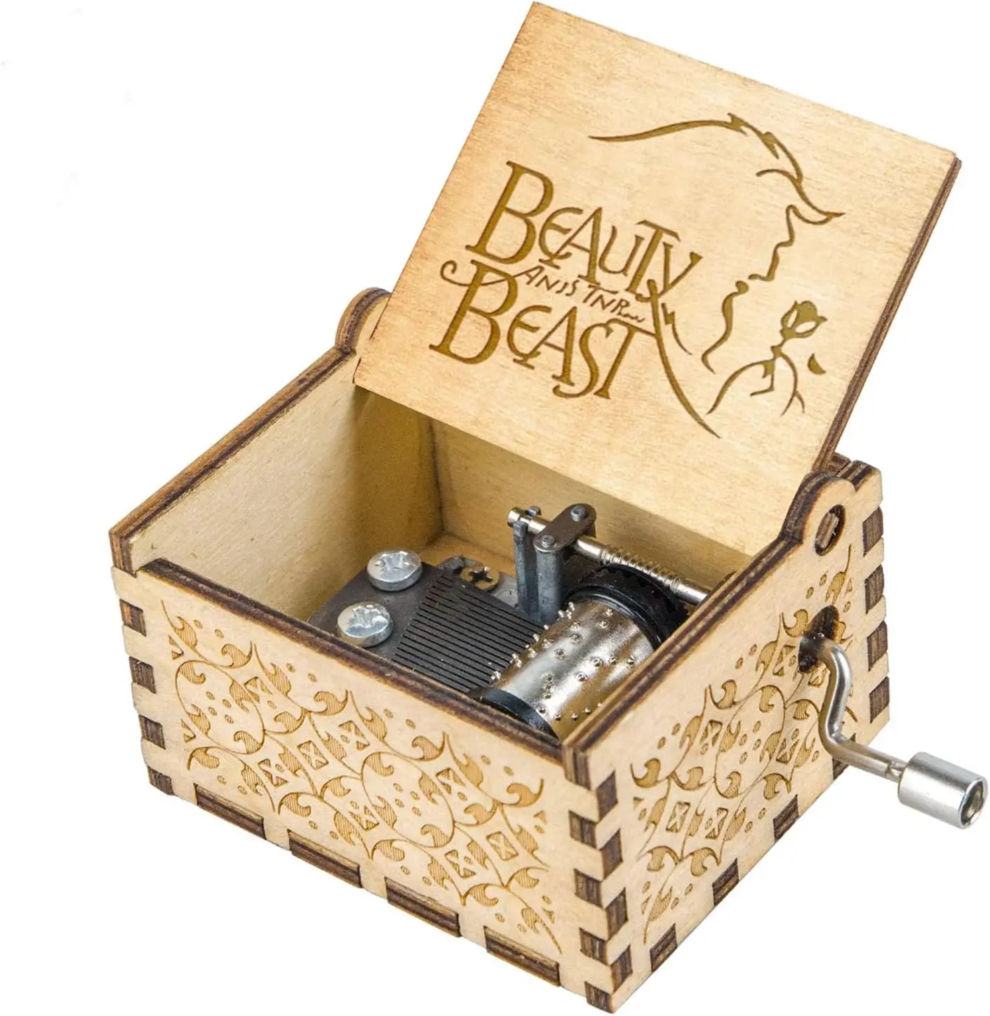 factory  direct custom music box wooden for holidays wood gift boxes  caved wooden crafts with a handle
