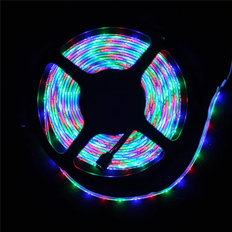 RGB LED Strip Light 12V Flexible 16.4ft 300 Units SMD 5050 Black PCB Board IP20 NO Waterproof Cuttable LED Tape Light