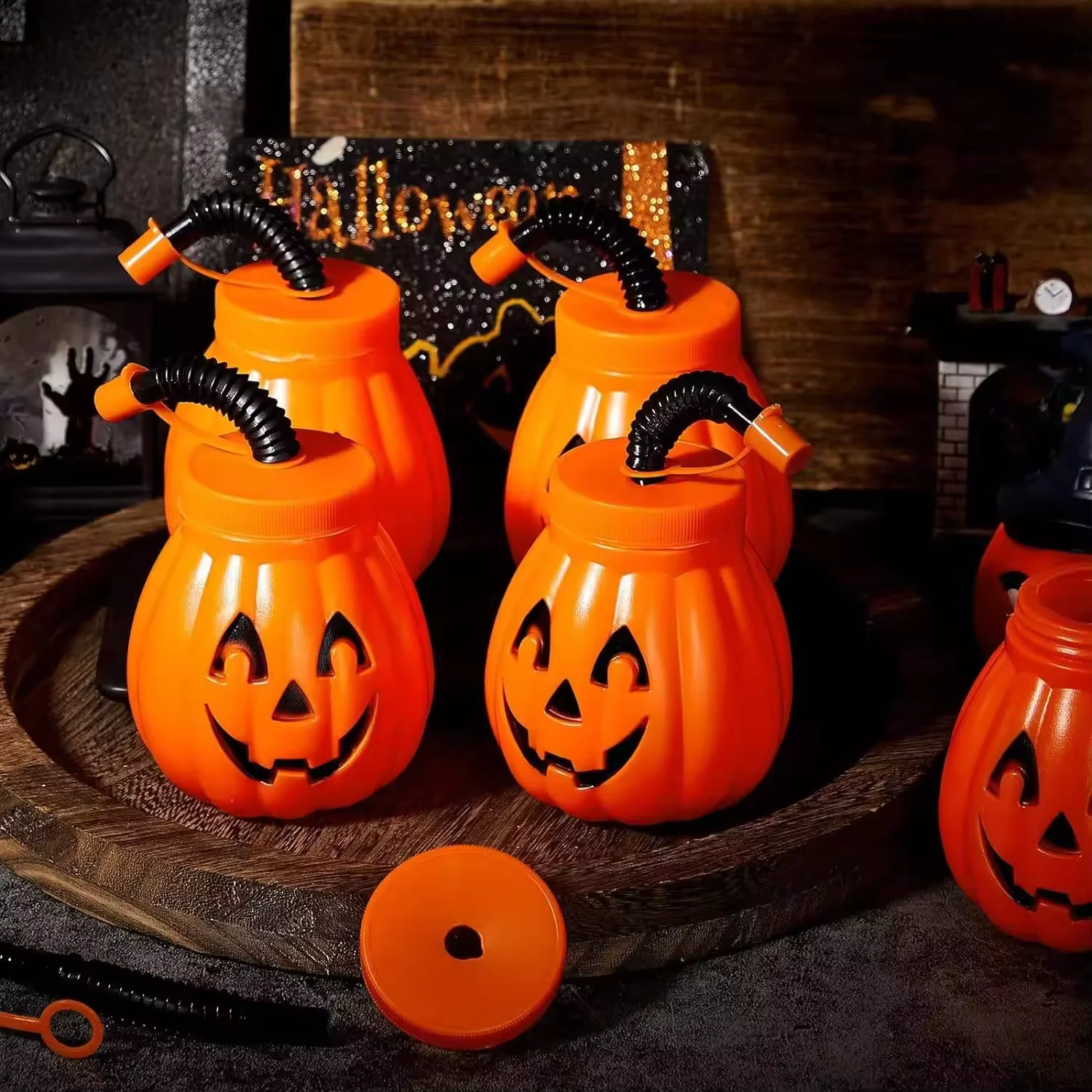 500ml Halloween recycled plastic water bottle pumpkin daiquiri plastic cup party drink