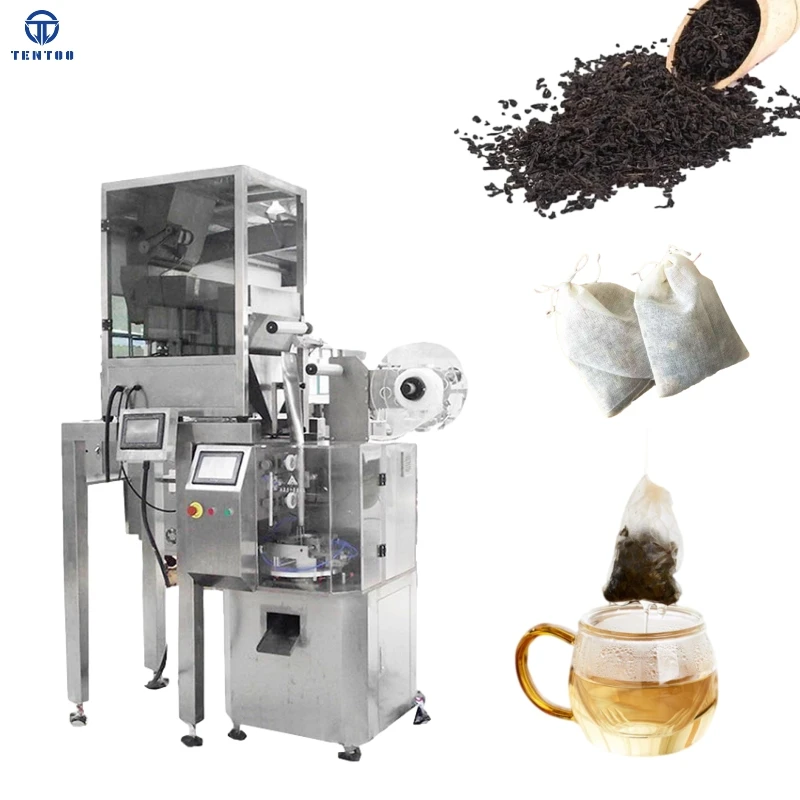 High Speed Automatic Pyramid Dip Tea Bag Packaging Machine Double Chamber Triangle Cotton Tea Bag Packing Machine