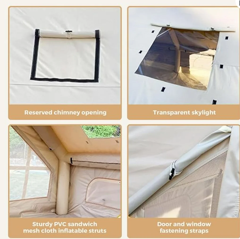 Forerunner Large Space Four Seasons Inflatable Camping Tent Waterproof Cotton Windproof Outdoor Travel Tent