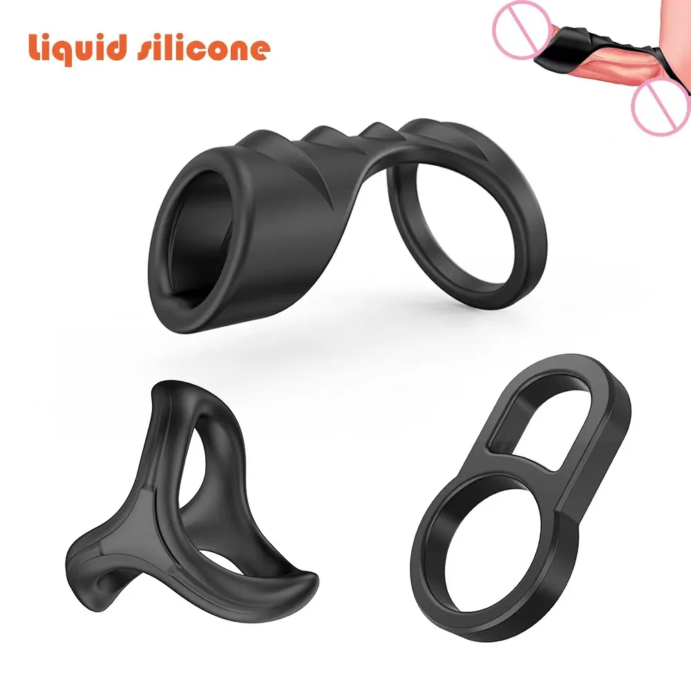 Reusable Penis Extender Cock Rings Delay Ejaculation Penis Condom No Vibrator Sex Toys For Men
