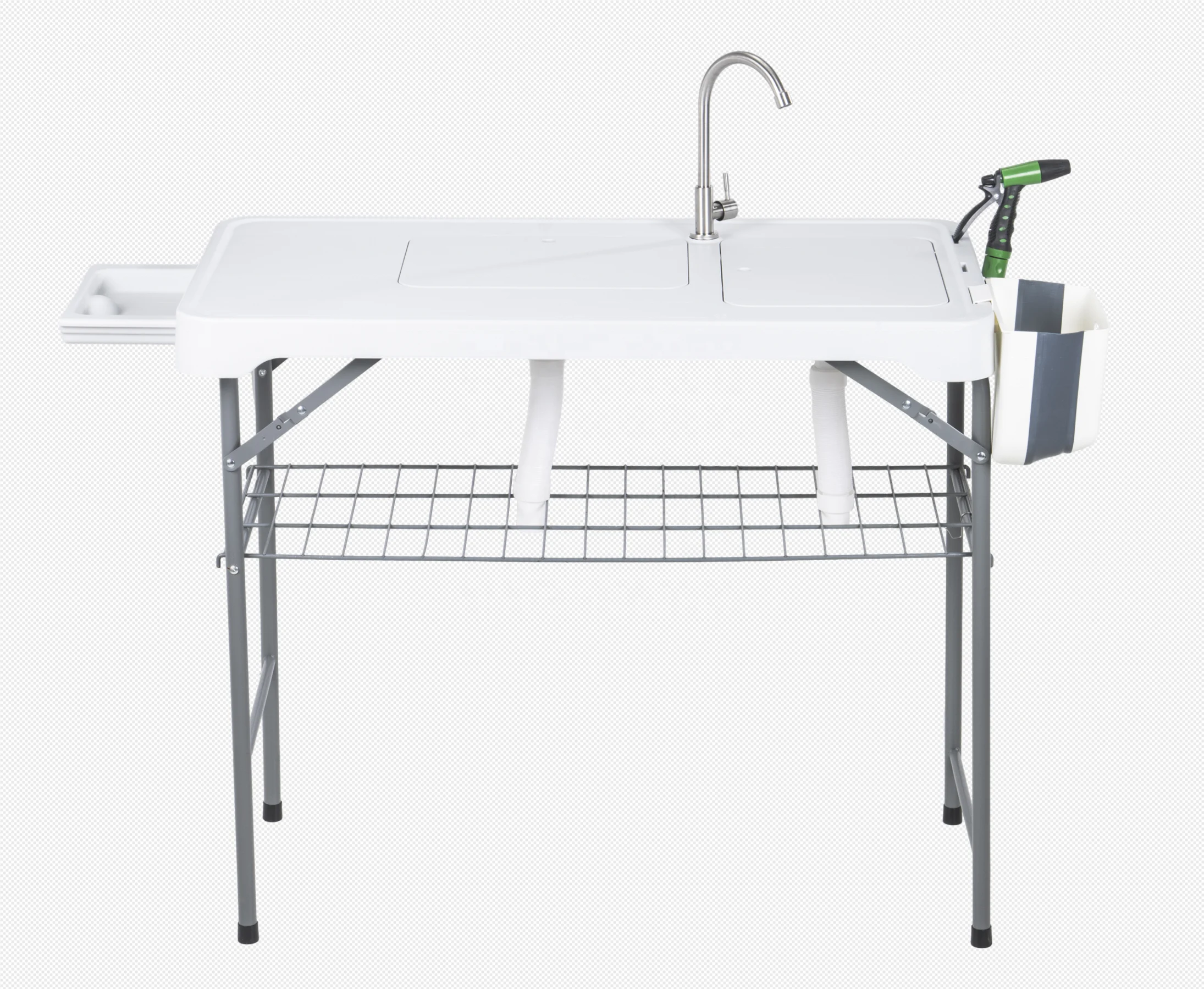 Outdoor Camping Garden Foldable Table Portable Plastic Metal Folding Fish Fillet Cleaning Table with Sink