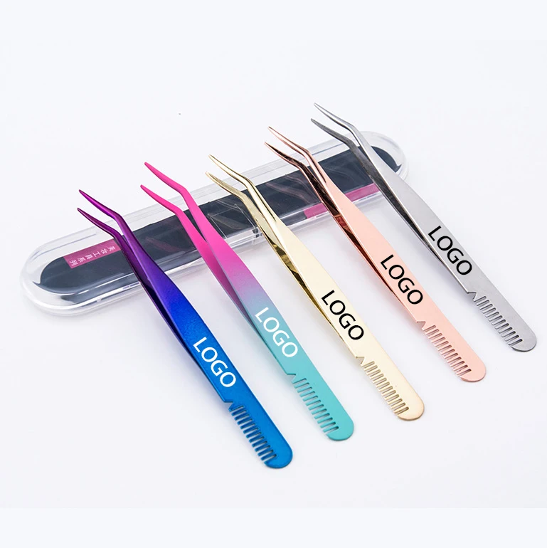 Double Use Tweezer Brush Eyelash Nipper Eyebrow Tweezer With Comb Hair Removal Clip Tweezers For Beauty