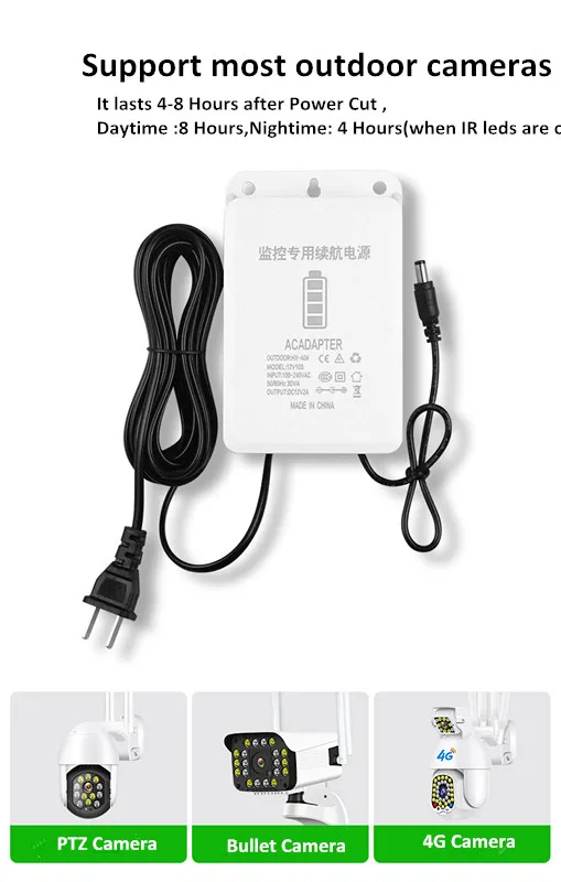 UPS Power Supply Pack DC 12V Lithium ion Battery Rechargeable 4500MAH  Li-ion Battery Backup for WiFi IP Security CCTV Camera