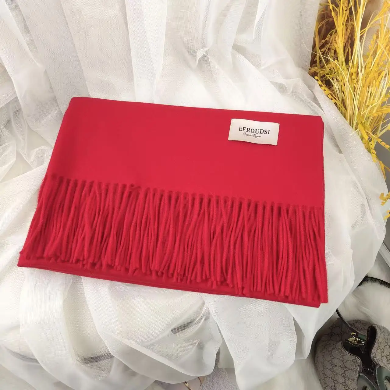 Wholesale Winter Scarf Women Adult Scarves for Ladies Acrylic Shawls Fashion Soft Cashmere Pure Color Plaid Tassel