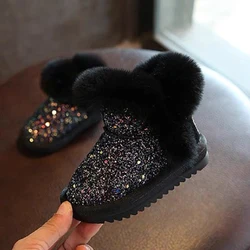 Classic High Quality Bling Bling Winter Warm Indoor Outdoor Flat Bottom Kids Boots