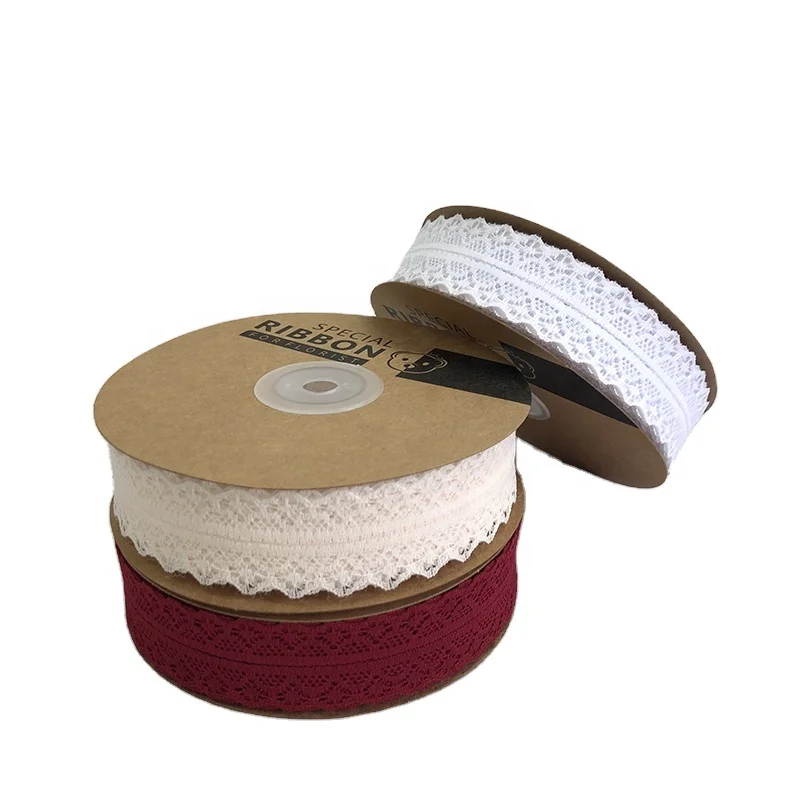 Fashion Simple 3cm Lace Decorative Bud Flower Packaging Gift Box Decoration Silk Ribbon