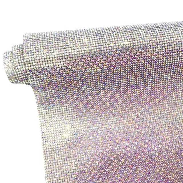 
Wholesale bling bling 2mm diamond mesh trimming crystal AB rhinestone sheet for decorative  (60705022240)