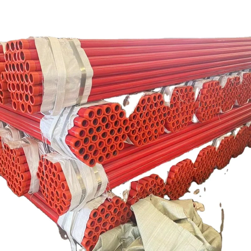 ASTM A53 A795 ERW красная окрашенная 5 8 м 6 противопожарная стальная труба с резьбой и рифлеными концами