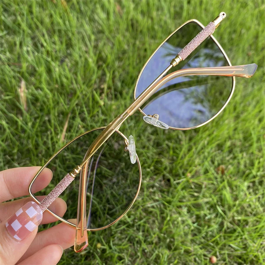 photochromic eyeglasses big size cateye bling diamond lunettes lunette photochromique et anti- bleue blue light blocking glasses