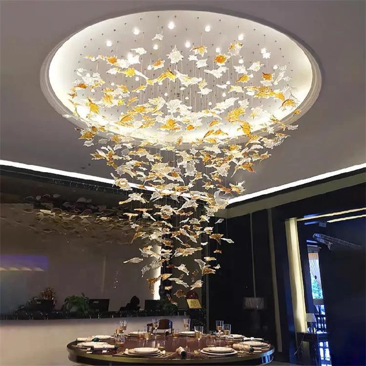 luxury chandelier lighting modern large high ceilings fixture restaurant table murano glass indoor light maple leaf chandelier