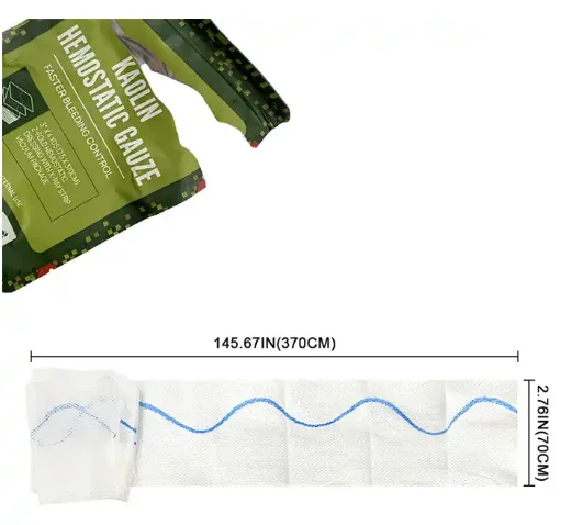 Vacuum Packed Gauze Outdoor First Aid Wound Aseptic Treatment Survival Kaolin Hemostatic Gauze