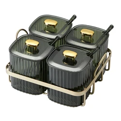 JiuYue Iron Spices Jars Containers With Spoon Storage Sets