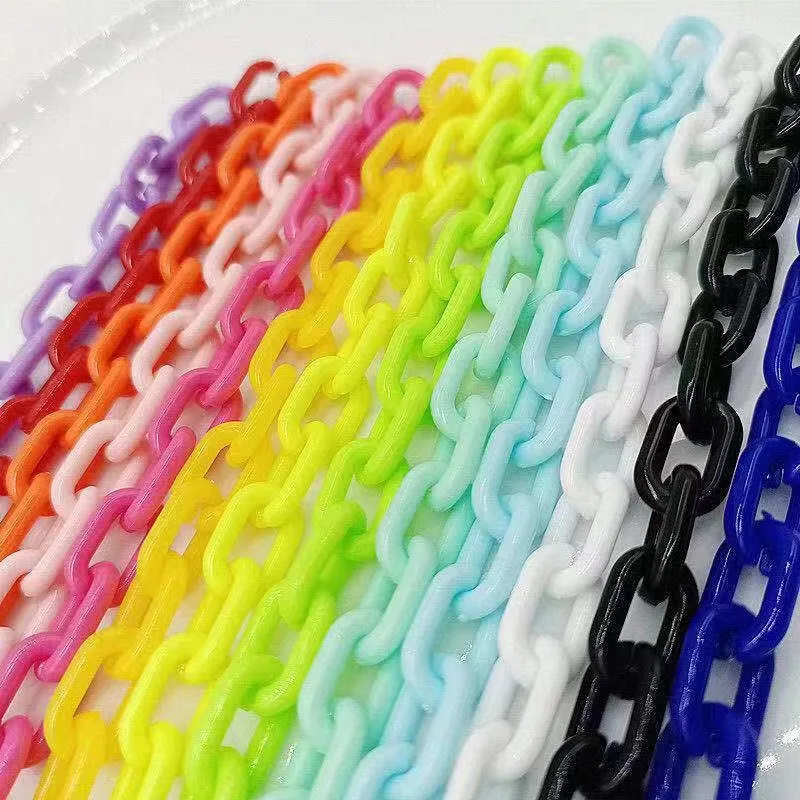 Hip-pop Style Fashion Acrylic Link Chain Necklace Matte Clear Black Pink Orange Yellow White Colors